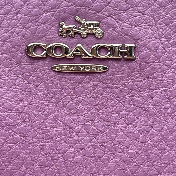 Coach Plum Purple Iris Pebbled Leather Small Wristlet Handbag F53340 - Picture 3 of 3